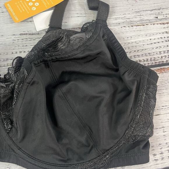 Wingslove Women's Lace No Pad Full Coverage Unlined Underwire Black Bra sz 44DDD - Picture 5 of 12